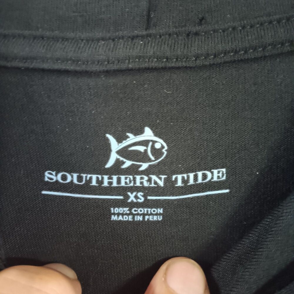 Southern Tide Hoodie Size XS Black With Pocket And Drawstring Logo On Back - Picture 2 of 5